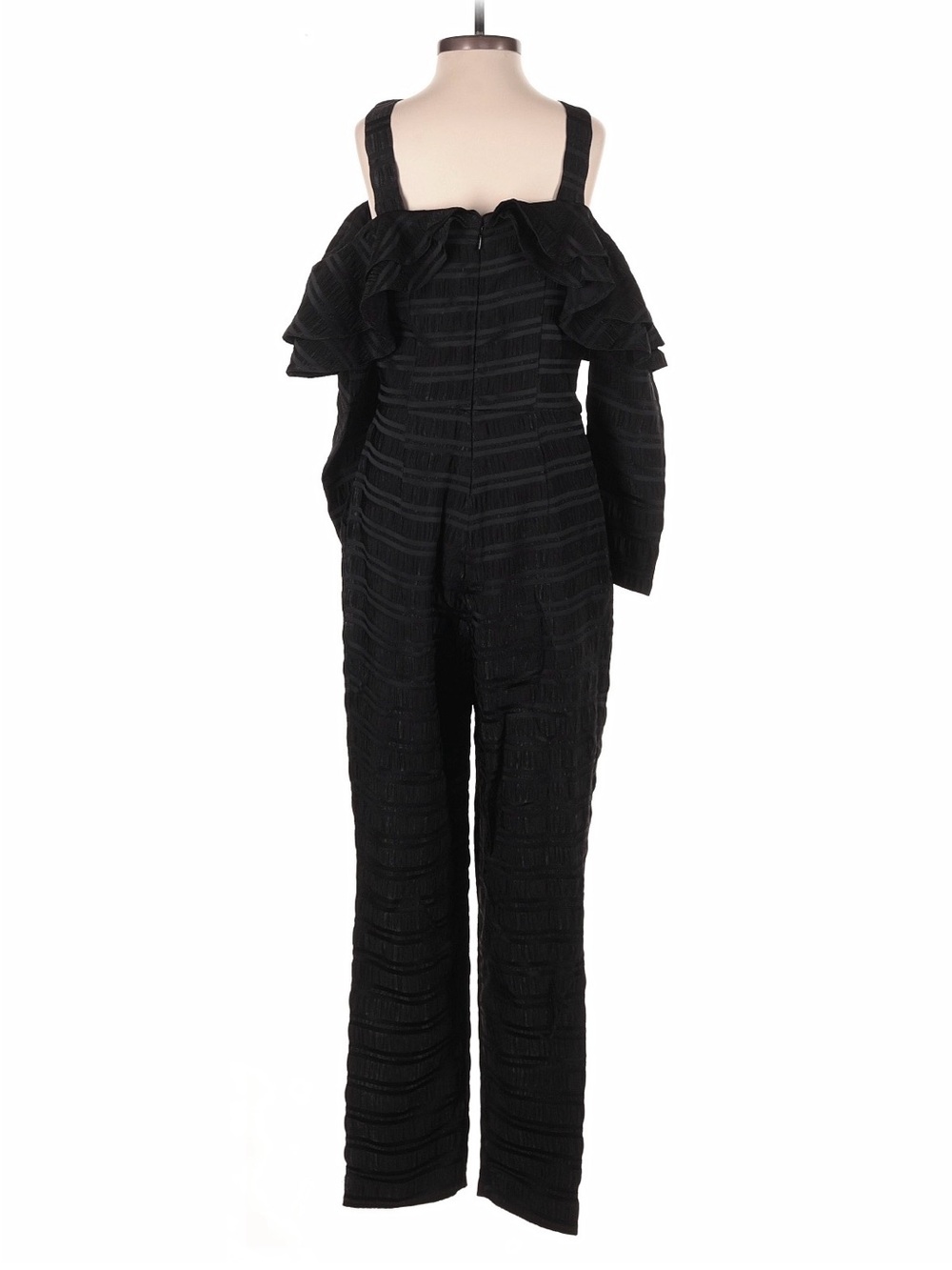 ASOS Black Cold-Shoulder Ruffle Jumpsuit - Picture 2 of 3